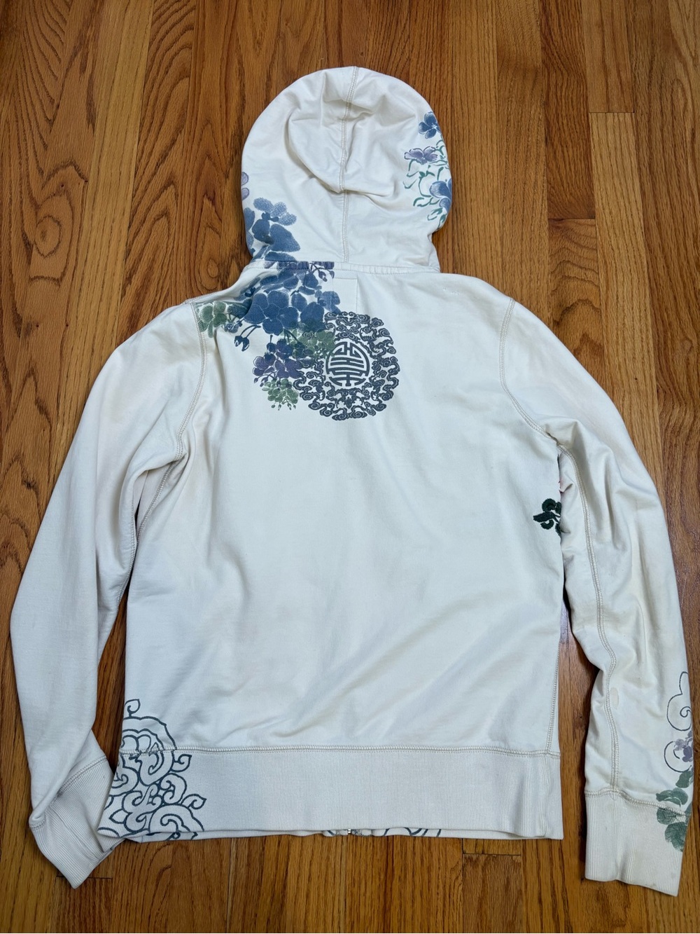 LUCKY BRAND Vintage Y2K Asian Embroidered Glitter Dragon Zip Hoodie Jacket L - Picture 16 of 16